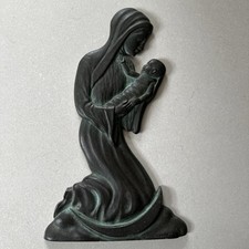 Madonna mit Kind signiert W. Heinrichsdorff Messing/Bronze patiniert  religi&ouml;se