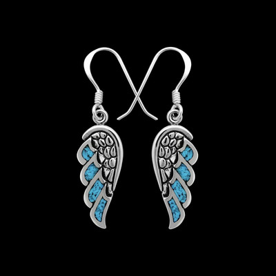 Winged Angel Earrings   Sterling Silver   Symbol of Protection and Serenity  ...