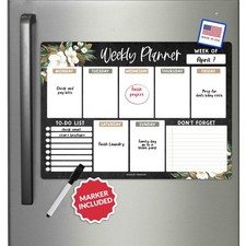 Hadley Designs Weekly Magnetic Calendar for Refrigerator - Dry Erase Board for