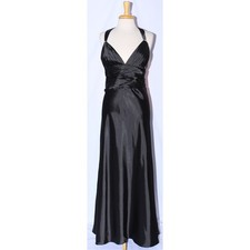 MayQueen 457 Long Satin Formal Prom or Evening Gown-Sizes 16-BLACK-NEW