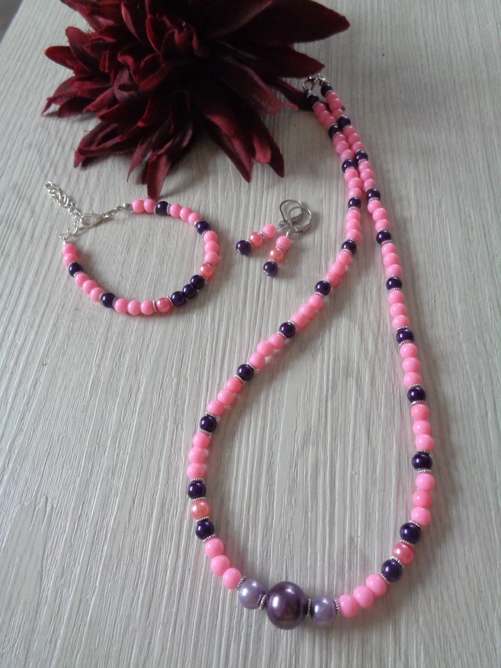 Schmuckset Rosa-Lila UNIKAT