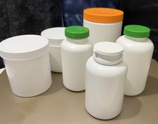 6 White Plastic Bottles to Craft Store or Whatever You Want w Caps MultiSizes