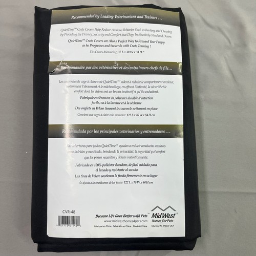 Quiet Time Midwest Dog Crate Cover Black 48 Inch Pet Kennel Protector - Picture 2 of 2