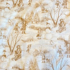 BTY Winter Scenic Fabric Beige Cotton Benartex