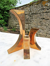 VINTAGE - 3 Bougeoirs Candlestick en Bronze - Signé Monique GERBER