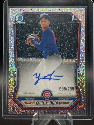 2026 Bowman Chrome Yadier Munoz Auto Speckle Refractor 1st Prospect /299 Cubs