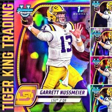 2024 Bowman 1st University Chrome Garrett Nussmeier Refractor, Stealth, Lava LSU