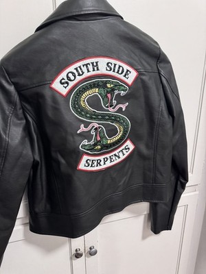 Riverdale Jacket Faux Leather Southside Serpents Black  Moto Biker  Size L
