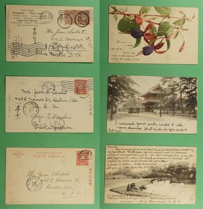 DR WHO 1905 JAPAN 3 POSTCARDS TO USA R85999
