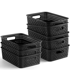 8 Pack Plastic Storage Baskets - Small Pantry Organization and Storage Bins