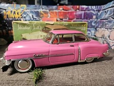 Vintage MF-322 Tin Friction Pink Cadillac Toy Car 1950s Sedan - Working Boxed
