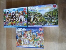 LOT 3 PUZZLES JUMBO  1000 Pcs - CHIENS , VEGAS - OCCASION  - Dim : 49 X 68 cm