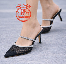 MANGO Embellished Mesh Pointed Toe Heels NWT