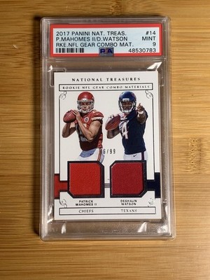 2017 NATIONAL TREASURES - Patrick Mahomes II - Rookie Patch RC 6/99 PSA 9