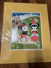 Disney Mickey Minnie Mouse Ye Olden Days By Michelle Romo 14x18 Matted Print
