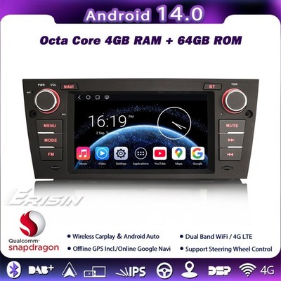7'' Qualcomm 64GB Android 14 Car Stereo GPS Sat Nav IPS 4G BMW 3 Series E90 E91 E92 E93 M3