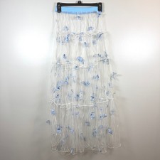 Unbranded Butterfly Maxi Skirt Sheer White Fairycore Boho Coquette Whimsical XS