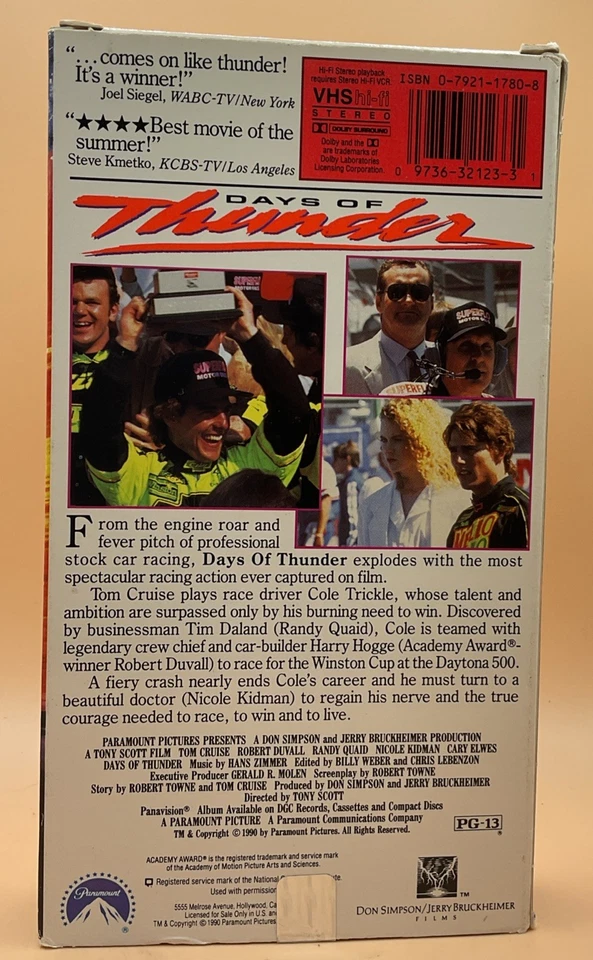 Days of Thunder VHS 1990 Tom Cruise Nascar **Buy 2 Get 1 Free** - Image 2 of 3