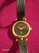 Vintage  GUCCI Black Dial Gold Color Quartz 22mm Ladies Watch, WORKS