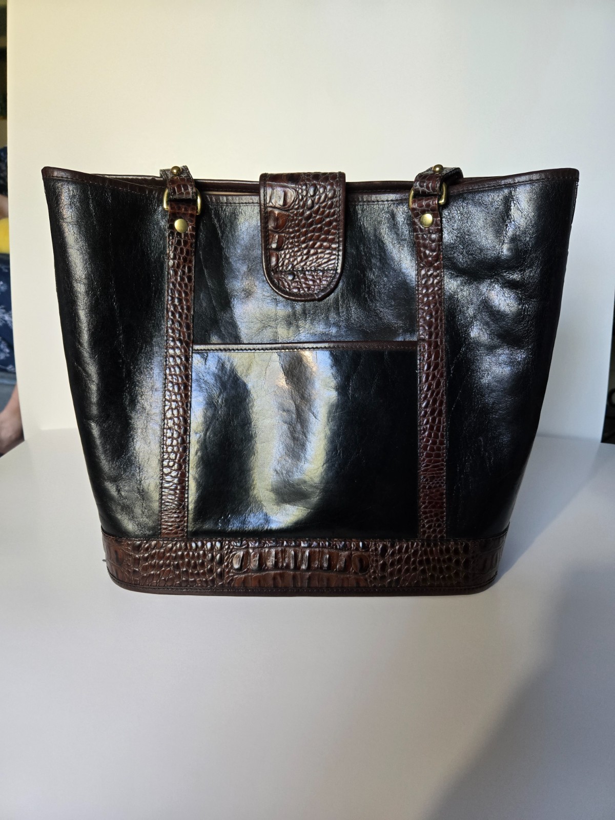 Vintage Brahmin Crocodile-Embossed Leather Handba… - image 2