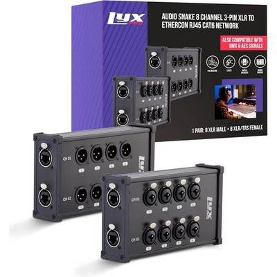 LyxPro 8 Channel XLR TRS to RJ45 Ethercon Breakout Cable Audio Lighting