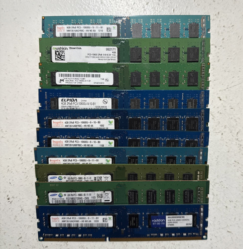 Lot of 10 Mixed Brand 4GB PC3-10600 DDR3-1333 240-Pin Desktop RAM Memory - 40GB