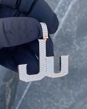 Real Moissanite 3Ct Round Cut Customize Letter Pendant 14K Yellow Gold Plated