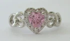 Vintage Sterling Silver Pink Stone Heart Ring 925 Size 6