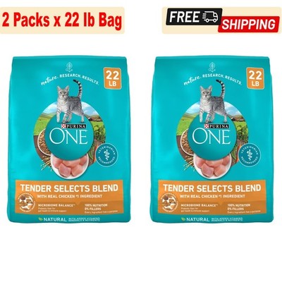 2 Packs, Purina ONE Tender Selects Blend with Real Chicken Dry Cat Food, 22lb