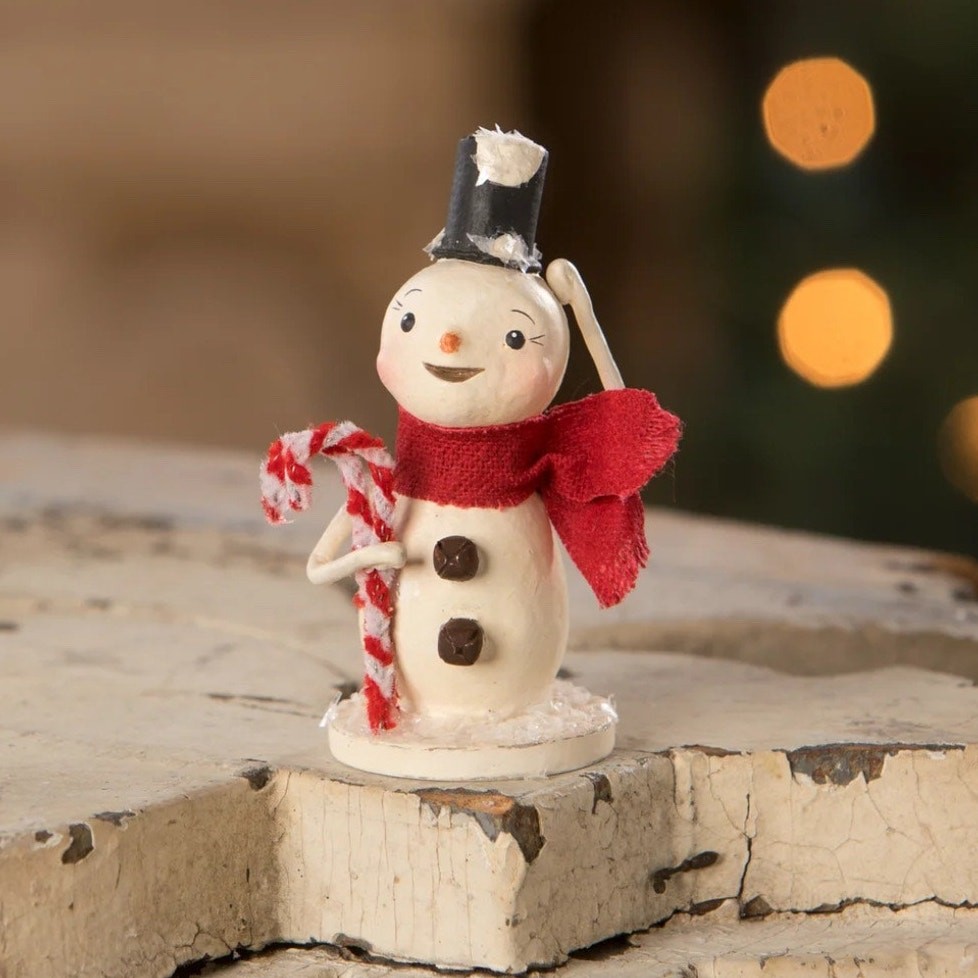 Bethany Lowe Snowman with Candy Canes Christmas Figurine NEW