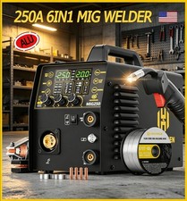 6in1 Gasless MIG Welder Spot/Lift TIG/Stick/Gas MIG 250A 110V/220V for Aluminum