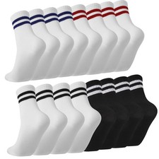 Jspupifip 8 Pairs Striped Crew Socks Athletic Sports Running Socks Soft Breat...