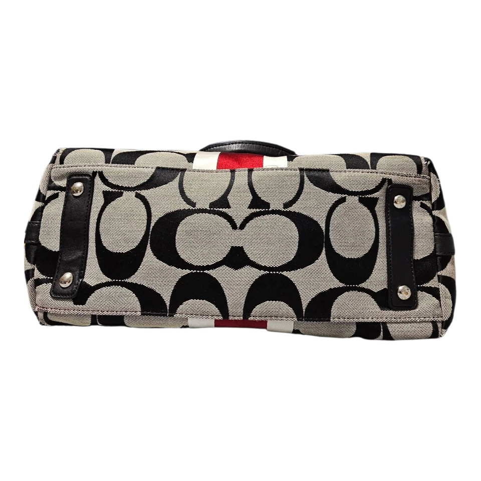 Juego de Bolso Coach Hamptons Negro Vermillion Signature a Rayas con Cartera Foto 4 de 4