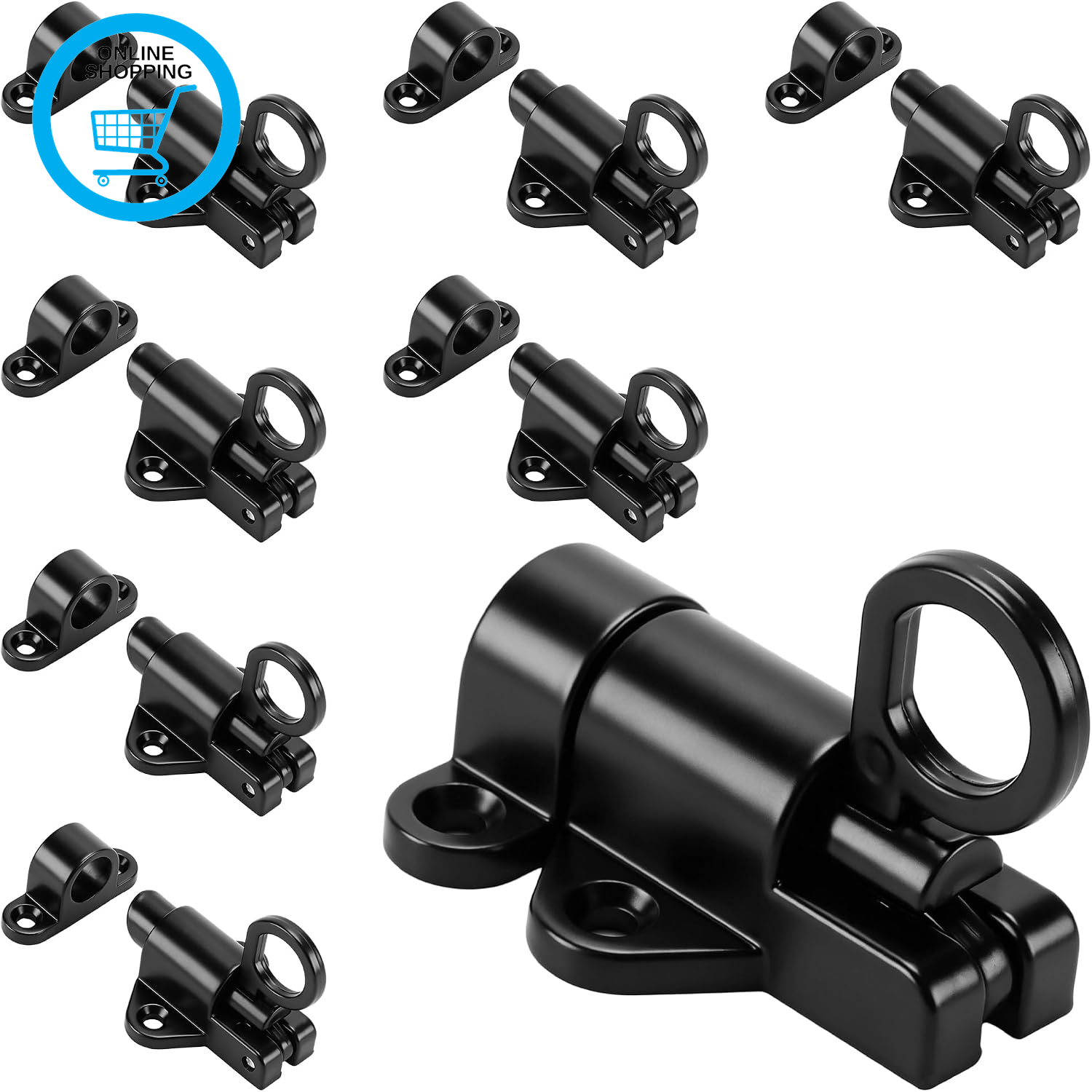 8PCS Spring Latch Lock, Black Gate Latch, Gate Bolt for Wooden Gates, Door Latch