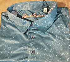 NWT Robert Graham men's Size M short sleeve Performance Clubhouse polo shirt Cl