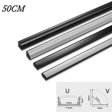 Black LED Aluminum Profile Cover 0.5m U/V Shape 8-12mm Strip UK Stock