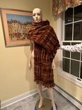New Extra Large 84" x 19" Whiskey Honey Brown Mink Real Fur Scarf Wrap Stole USA