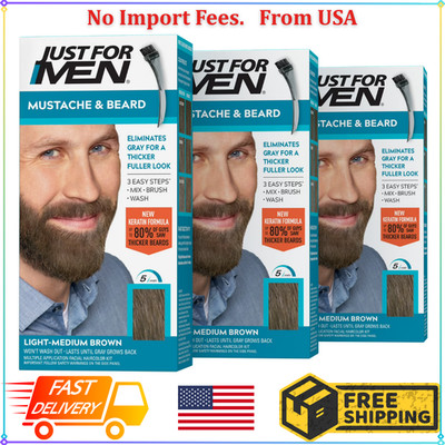 Just For Men Mustache & Beard Color Gel Light Medium Brown M30 Pack of 3