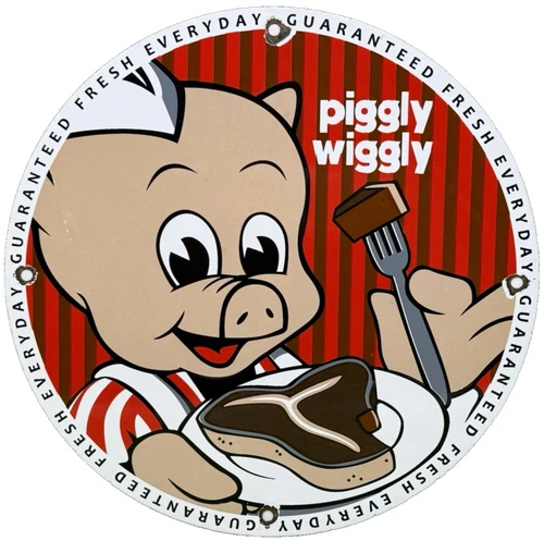 VINTAGE PIGGLY WIGGLY PORCELAIN SIGN MCDONALDS PEPSI COKE IN-N-OUT GAS STATION
