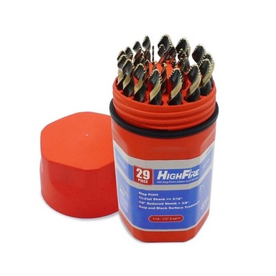 HIGHFIRE 29 Pieces HSS Stepped Point Drill Bit Set 1/16''-1/2'', ... USA FAST SHIP