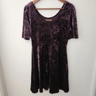 Princess Highway 12 Purple Crushed Velvet Skater Short Sleeve Dress Alt Goth 