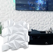 Art3d PVC 3D Diamond Wall Panel Jagged Matching-Matt White
