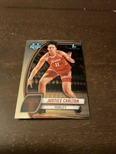 2025 Bowman Chrome University Texas Justice Carlton 1st Bowman Card