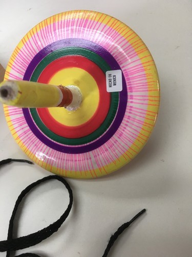 TRADITIONAL HAND PAINTED WOOD "PIRINOLA" ,SPINNER , MEXICAN TOY , BRIGHT COLORS - Picture 3 of 4