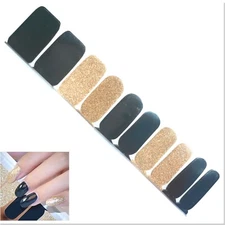 Jaysea Nails Polish Strips - Color Dark Green Gold Street Nail Art Wraps - B4G1!