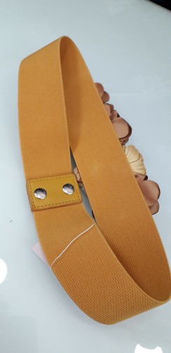 Cintura gioiello elegante stringi vita color senape con fiori 3d perline strass - Foto 5 di 6