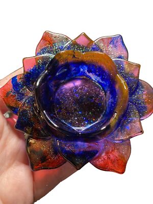 Handmade Epoxy / Resin Multicolor Lotus Candle Holder.