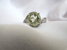 Lovely Sterling Silver 925 Ring Prasiolite Green Amethyst CZ Accents Size 8 NWOT