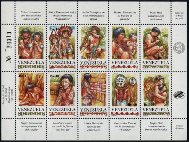 Venezuela 1993 "Ureinwohne" Kinder Früchte Jagd MiNr 2803-2812