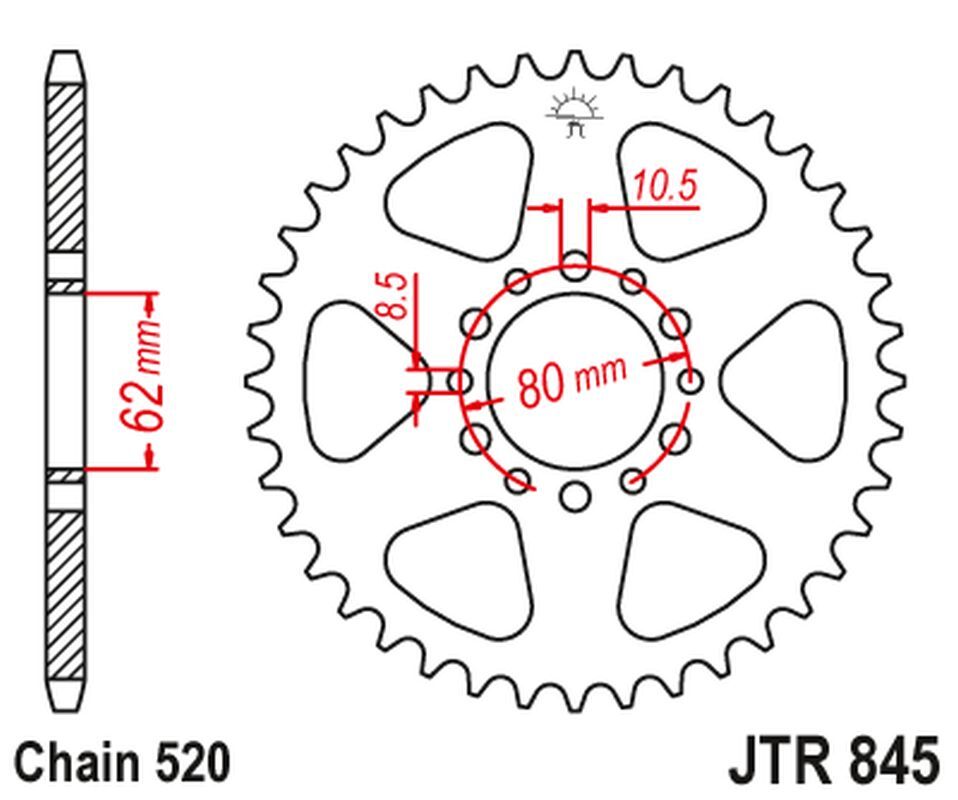 Pignon arrière JT 845 47 dents en acier pour moto Yamaha XT 250 de 1980 à 1992